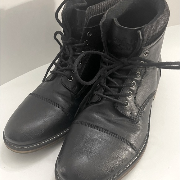 Ashford Hayes Men's Black Faux Leather Boots Size 9Medium Lace Up Good Condition - Picture 6 of 13